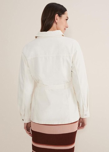 Phase Eight Jannah Belted Denim Shacket Jackets White Australia | NY4168052